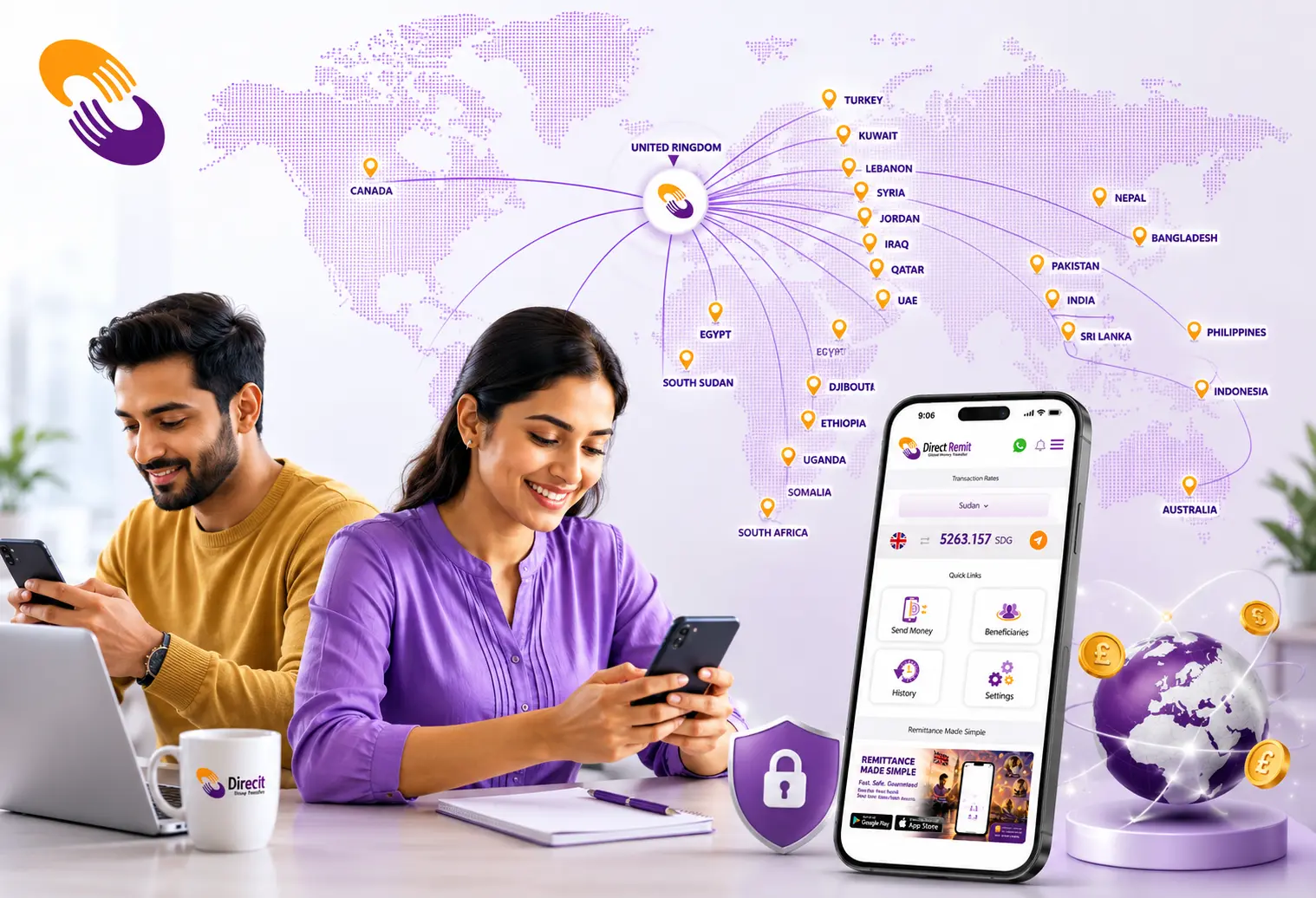 Direct Remit customer using mobile transfer service
