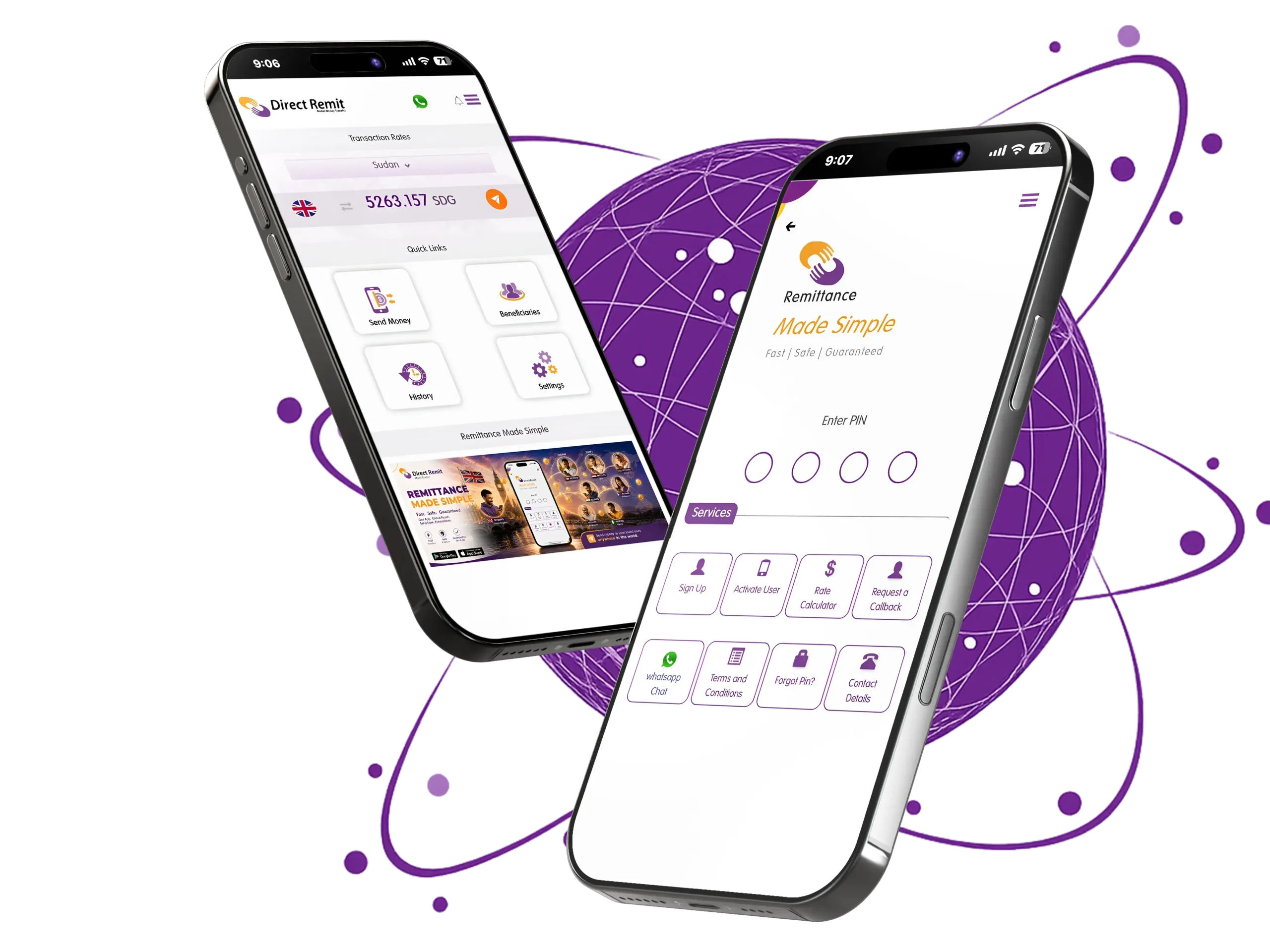 Direct Remit app transfer screen